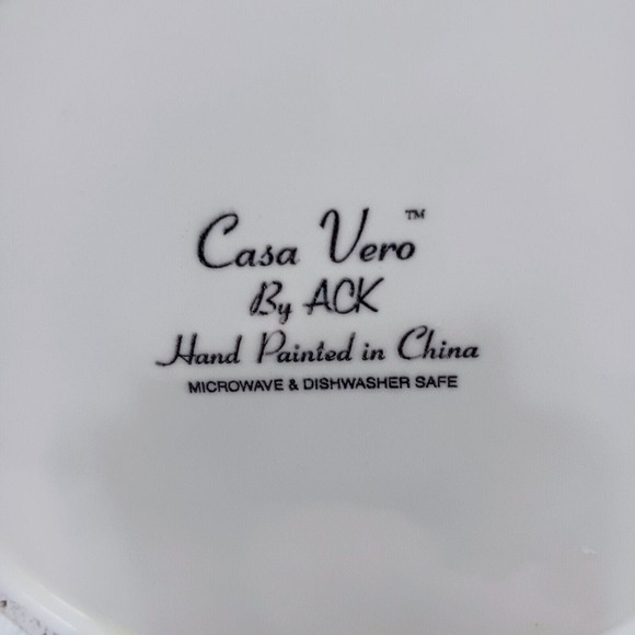 Vntg Hand Painted Ceramic Canister w Lid Butterfly Berries Flowers WHITE GREEN - Picture 15 of 16